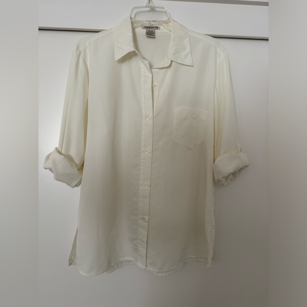 Notations Cream Color Button Down Blouse Size M - image 1